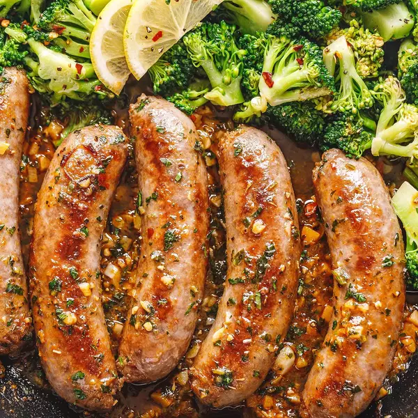 Garlic Butter Sausage with Roasted Potatoes & Broccoli