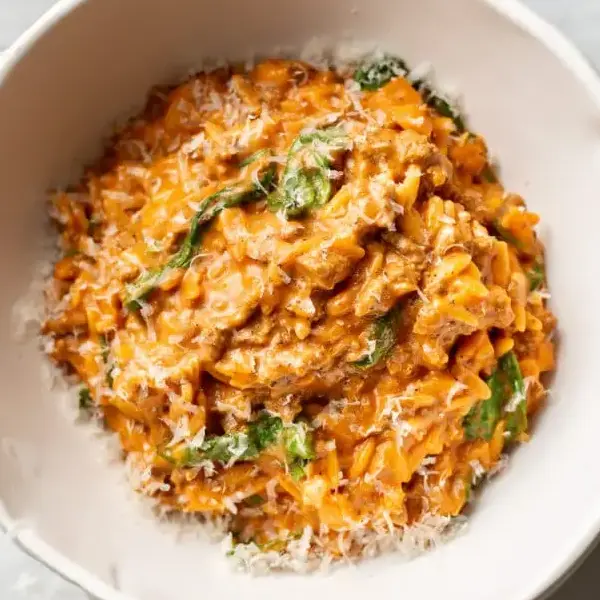 Creamy Tomato Ground Beef Orzo